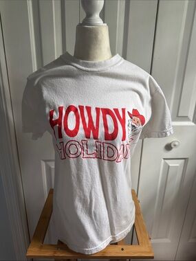 Comfort Colors White Tee with Red 'Howdy Holidays’ Graphic